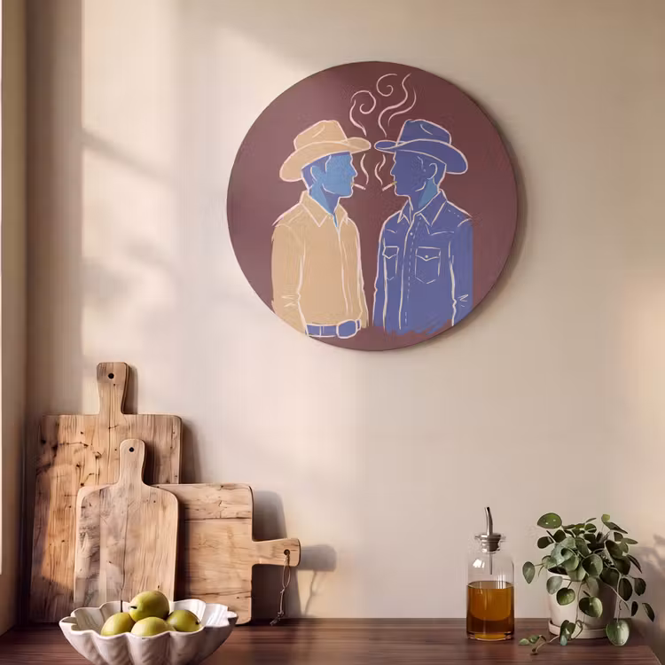 Mensen - Profiel - Sigaret - Abstract - Kunst Akoestische PET Vilt - Rond klein -sfeer2