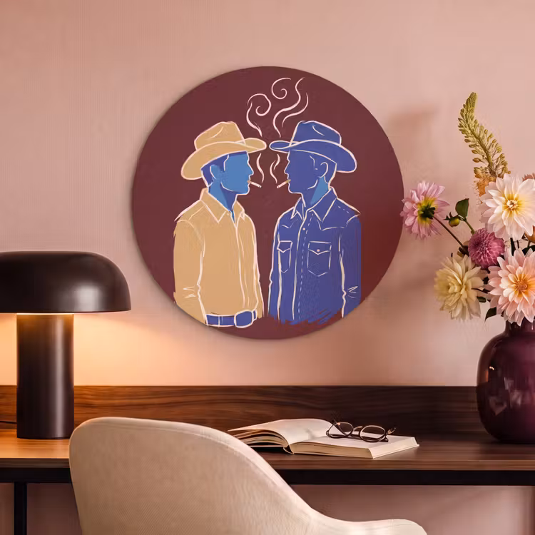 Mensen - Profiel - Sigaret - Abstract - Kunst Akoestische PET Vilt - Rond klein -sfeer3