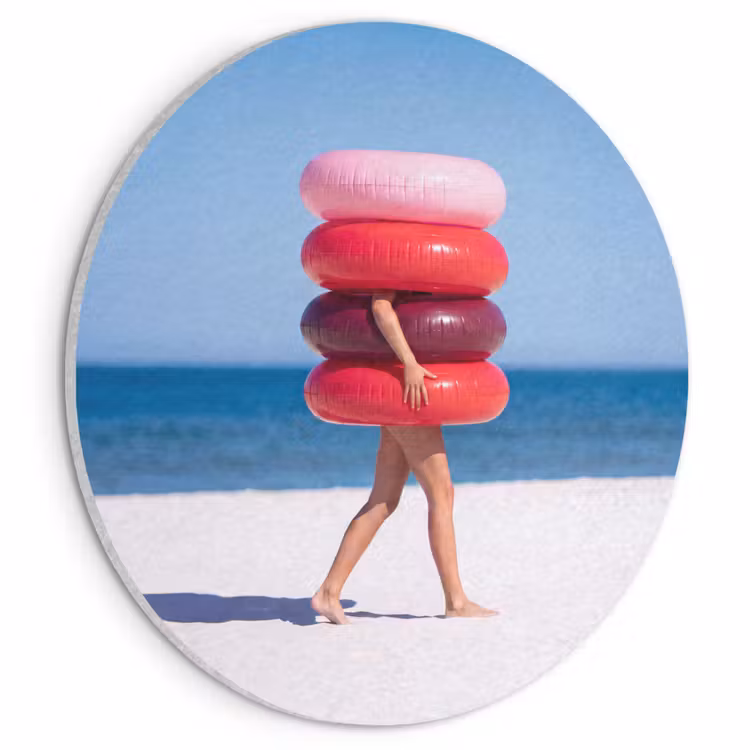 Mensen - Strand - Zomer - Recreatie - Kleurrijk Akoestische PET Vilt - Rond klein -3d