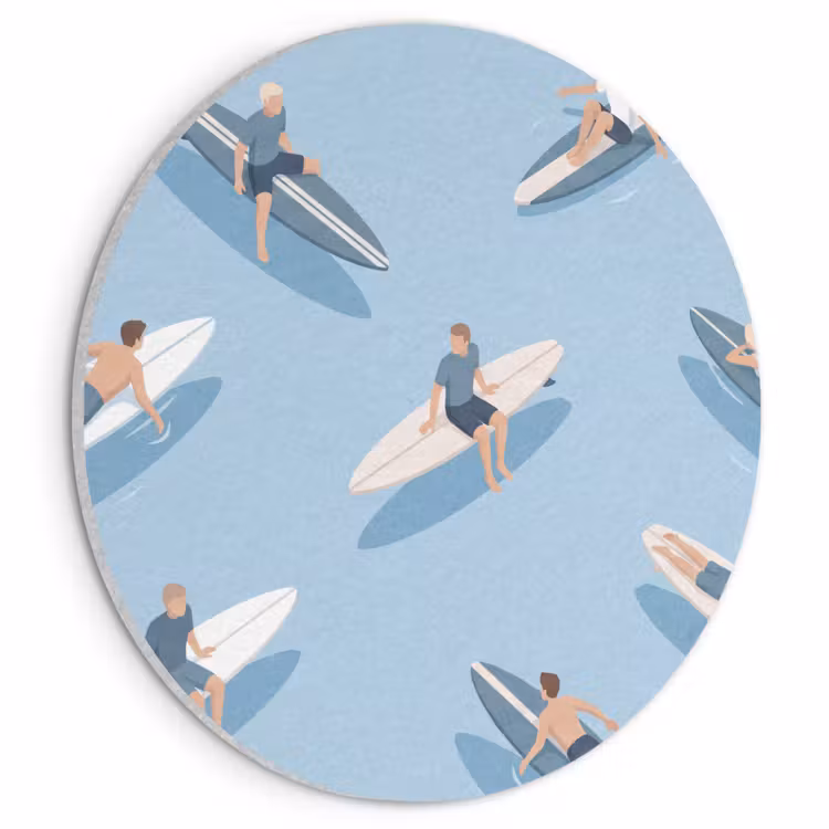 Mensen - Surfen - Water - Zomer - Illustratie Akoestische PET Vilt - Rond klein -3d