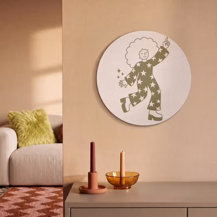 Mensen - Dansend - Feest - Vintage - Groen Akoestische PET Vilt - Rond klein -sfeer1