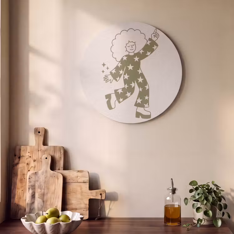Mensen - Dansend - Feest - Vintage - Groen Akoestische PET Vilt - Rond klein -sfeer2