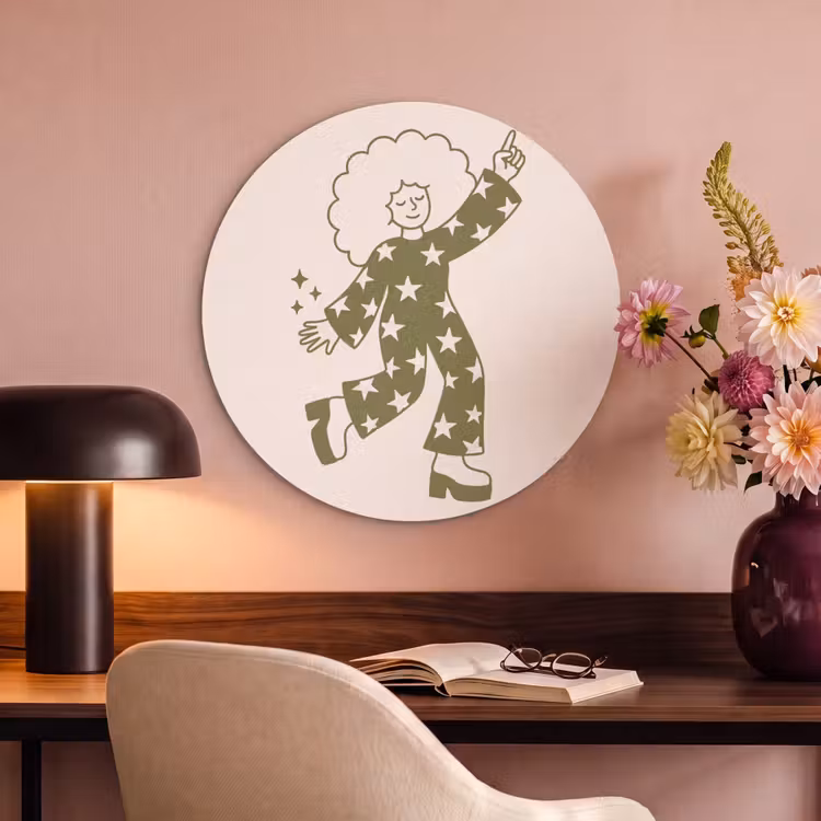 Mensen - Dansend - Feest - Vintage - Groen Akoestische PET Vilt - Rond klein -sfeer3