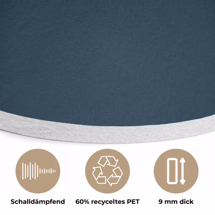Midnight - Blue - Blauw Akoestische PET Vilt - Rond klein 838 -closeup_DE
