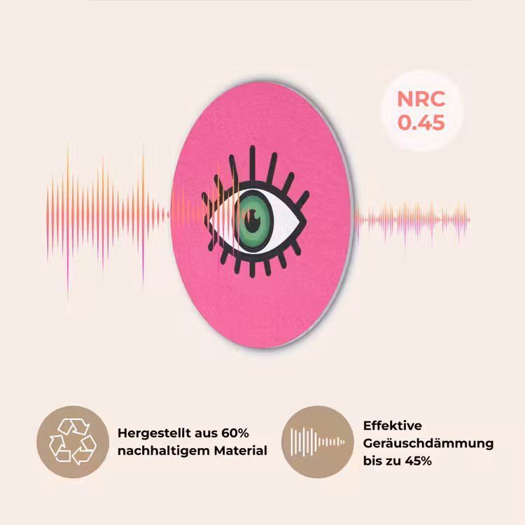 Minimalistisch - Oog - Roze Akoestische PET Vilt - Rond klein -USP_DE