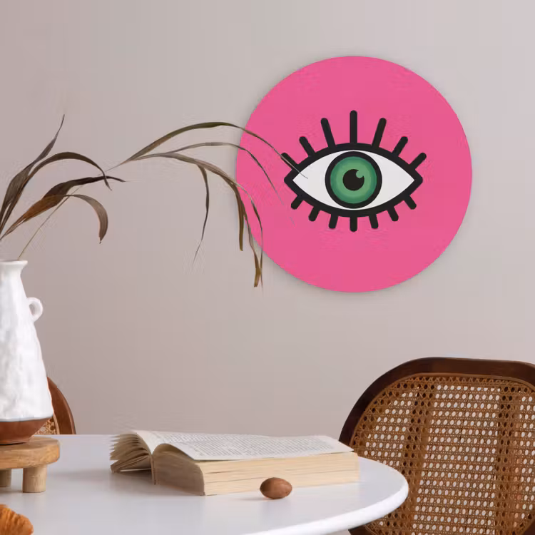 Minimalistisch - Oog - Roze Akoestische PET Vilt - Rond klein -sfeer3