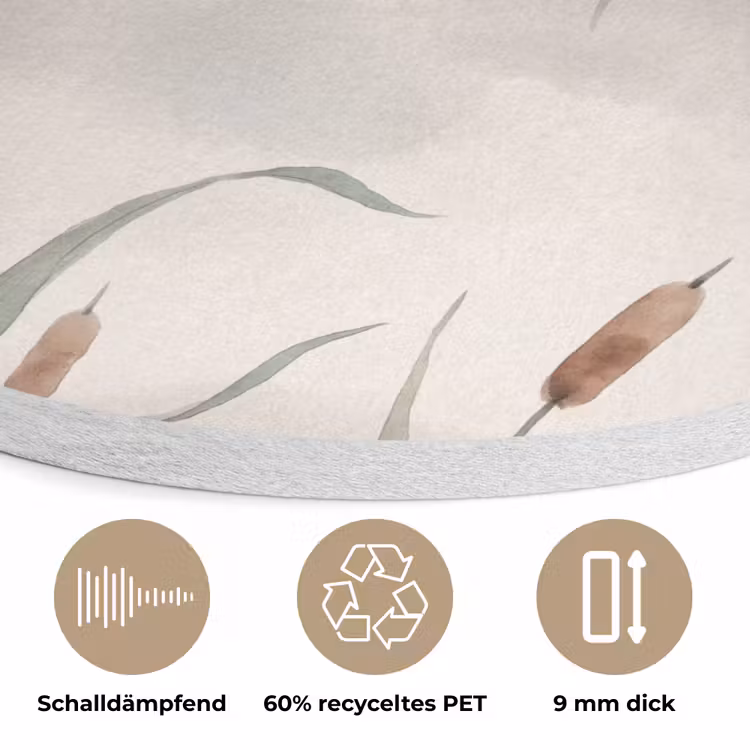Minimalistisch - Bamboe - Groen Akoestische PET Vilt - Rond klein -closeup_DE