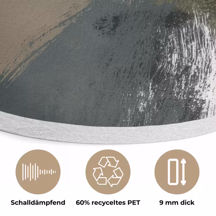 Minimalistisch - Cirkels - Penseelstreken - Beige Akoestische PET Vilt - Rond klein -closeup_DE