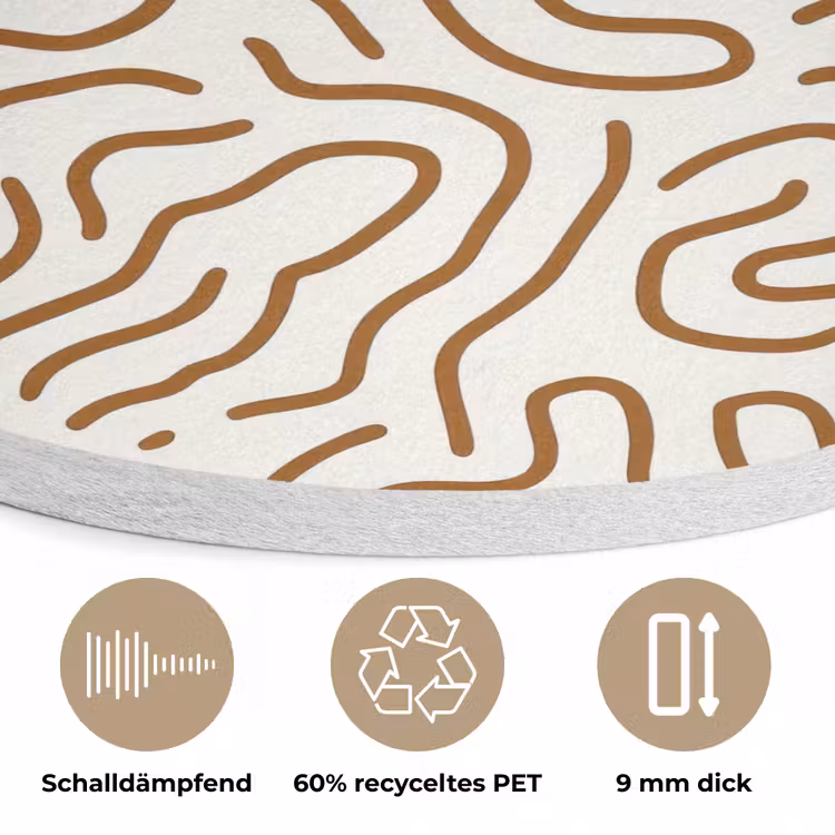Minimalistisch - Patroon - Terracotta Akoestische PET Vilt - Rond klein 838 -closeup_DE