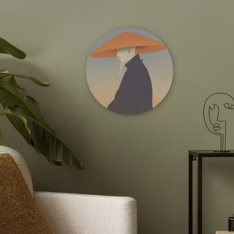 Minimalistisch - Silhouet - Oranje Akoestische PET Vilt - Rond klein -sfeer2