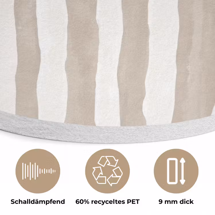 Minimalistisch - Strepen - Beige Akoestische PET Vilt - Rond klein 838 -closeup_DE
