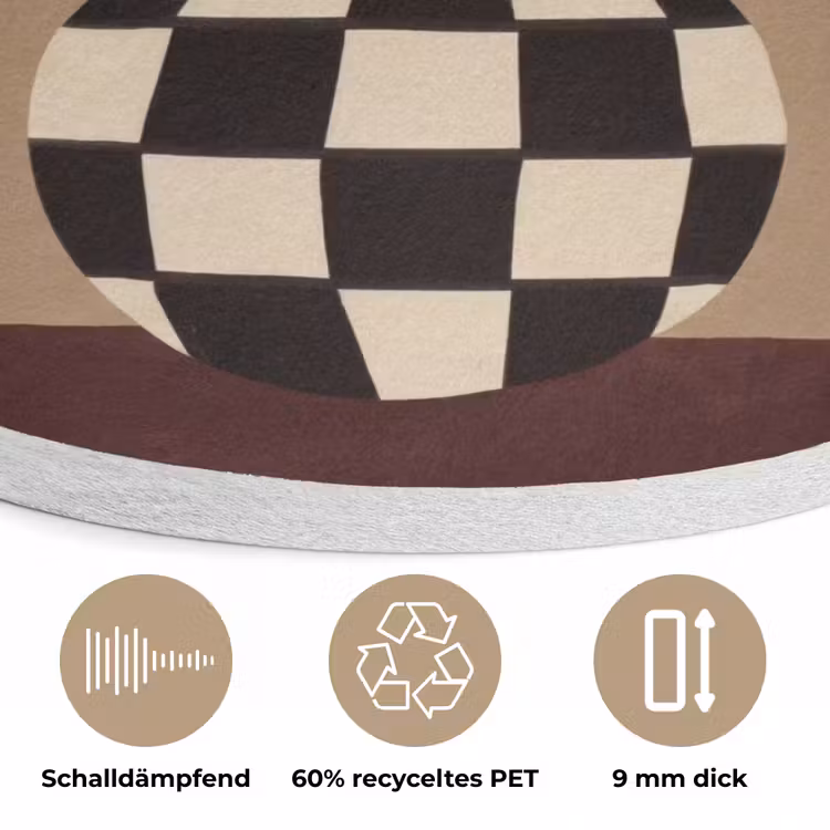 Minimalistisch - Vaas - Bloemen - Bruin Akoestische PET Vilt - Rond klein -closeup_DE