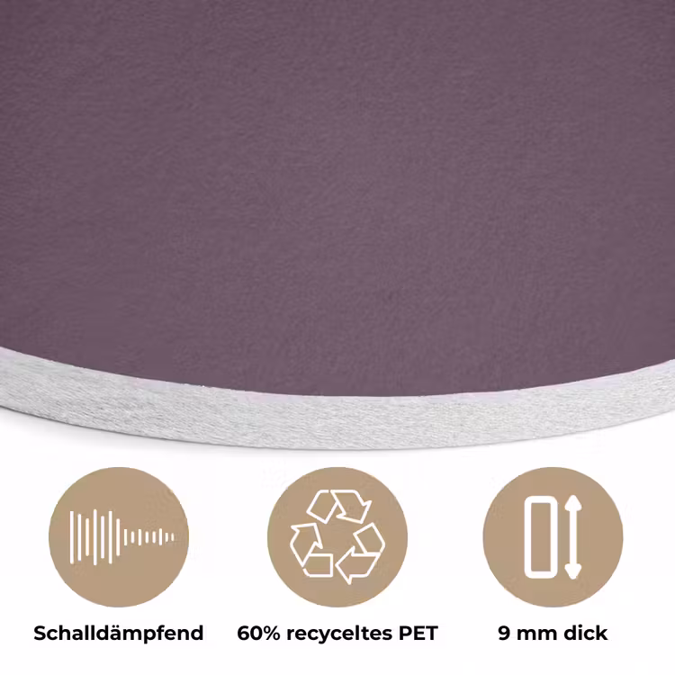 Midnight - Plum - Paars Akoestische PET Vilt - Rond klein 838 -closeup_DE