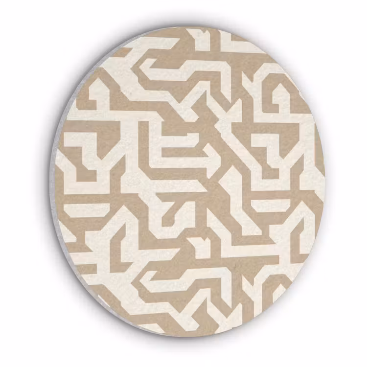 Modern - Abstract - Beige Akoestische PET Vilt - Rond klein 838 -3d