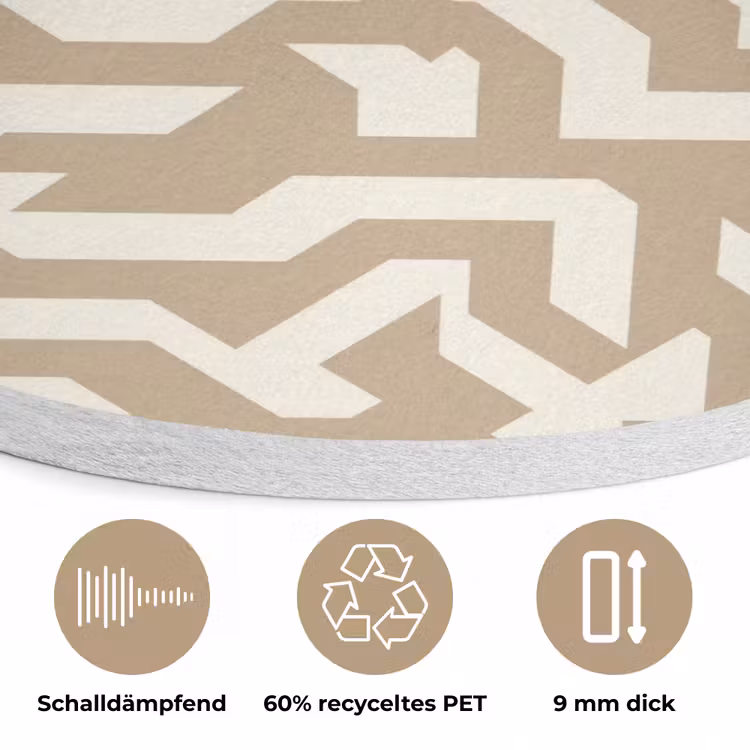 Modern - Abstract - Beige Akoestische PET Vilt - Rond klein 838 -closeup_DE