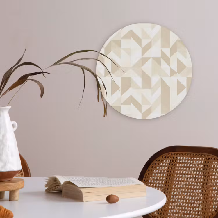 Modern - Abstract - Beige Akoestische PET Vilt - Rond klein 838 -sfeer3