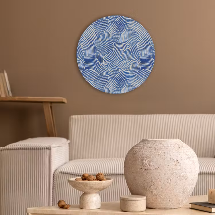 Modern - Abstract - Blauw Akoestische PET Vilt - Rond klein 838 -sfeer1