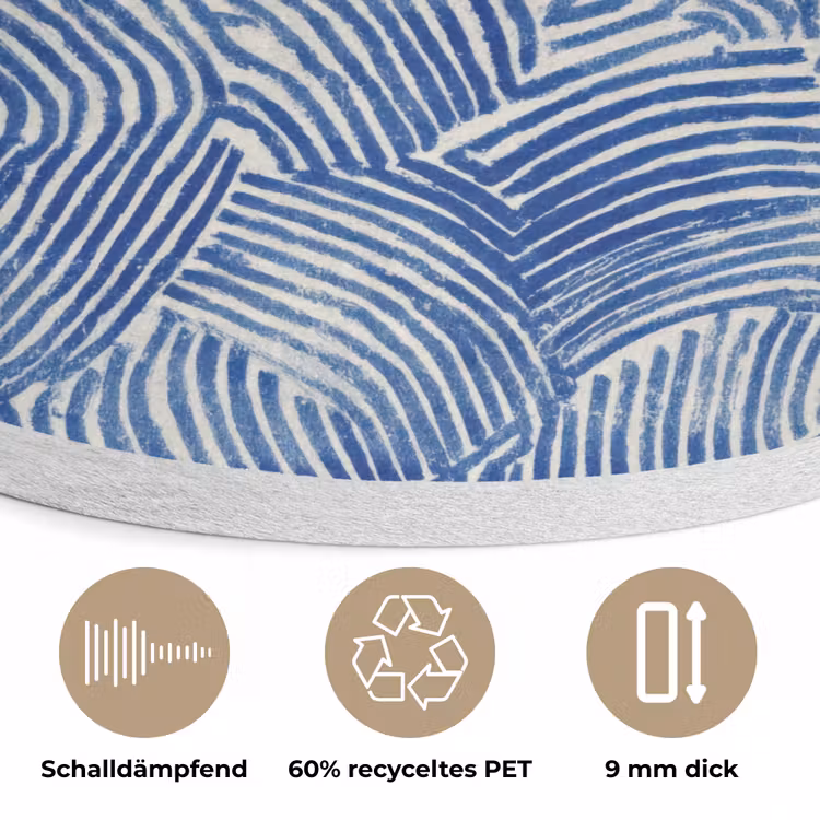 Modern - Abstract - Blauw Akoestische PET Vilt - Rond klein 838 -closeup_DE