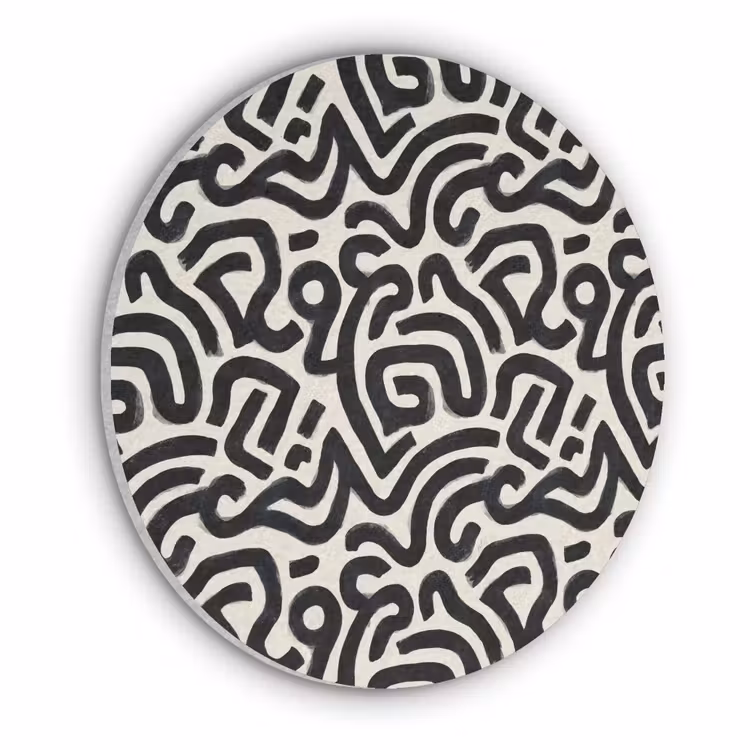 Modern - Abstract - Zwart Akoestische PET Vilt - Rond klein 838 -3d