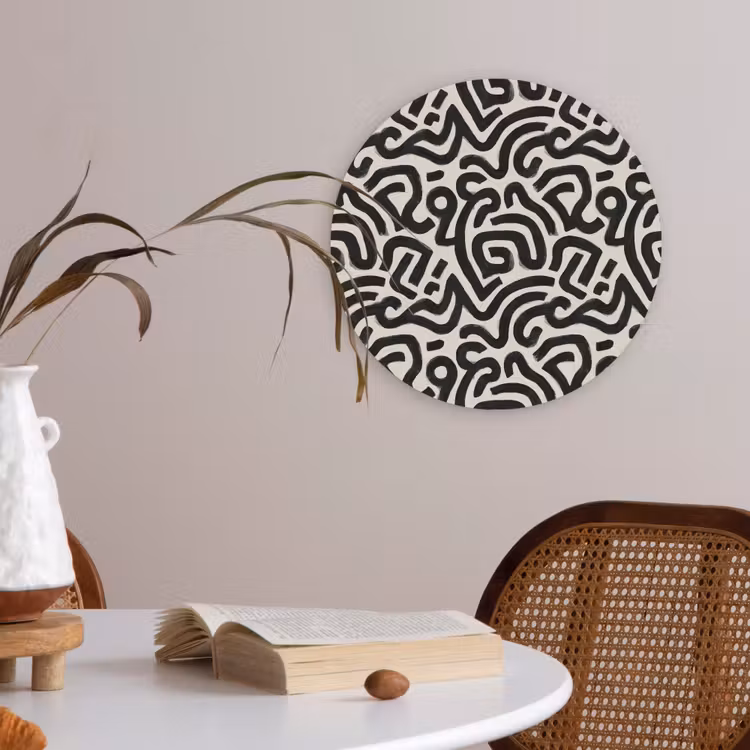 Modern - Abstract - Zwart Akoestische PET Vilt - Rond klein 838 -sfeer3