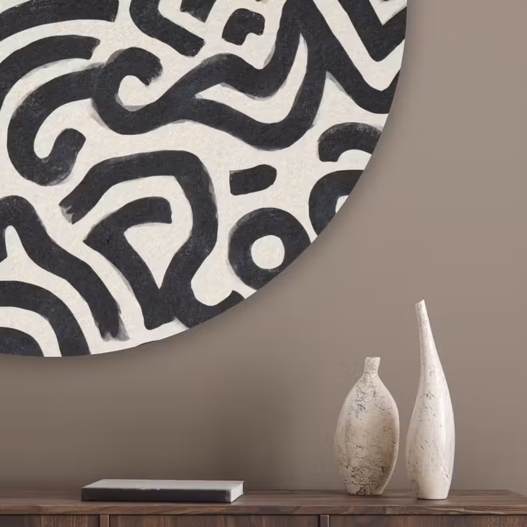 Modern - Abstract - Zwart Akoestische PET Vilt - Rond klein 838 -sfeer5_closeup