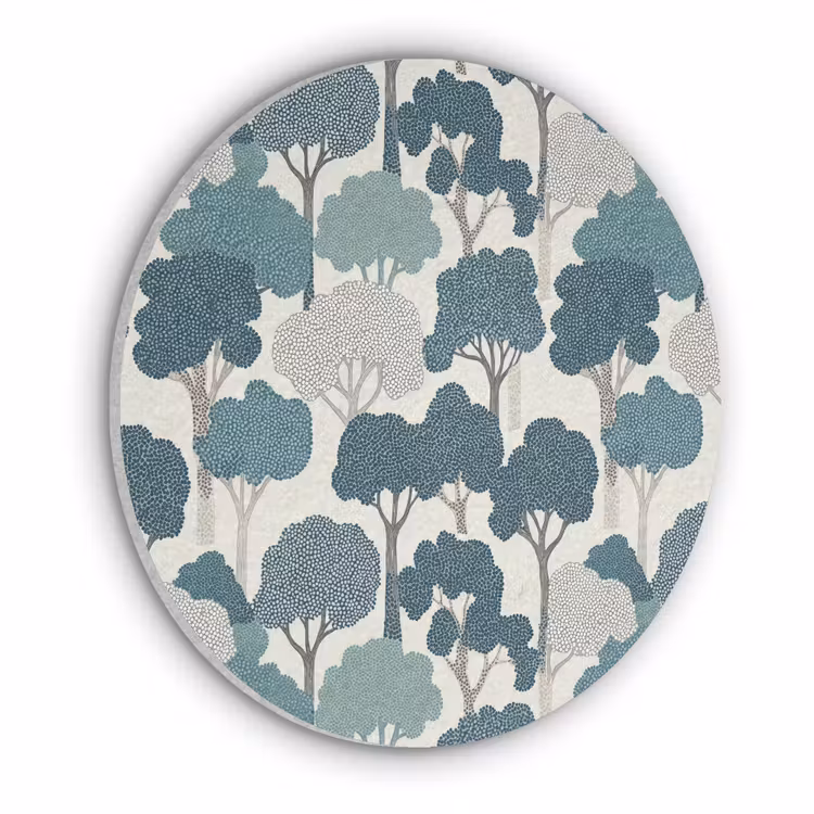 Modern - Bomen - Bos - Patroon - Blauw Akoestische PET Vilt - Rond klein 838 -3d