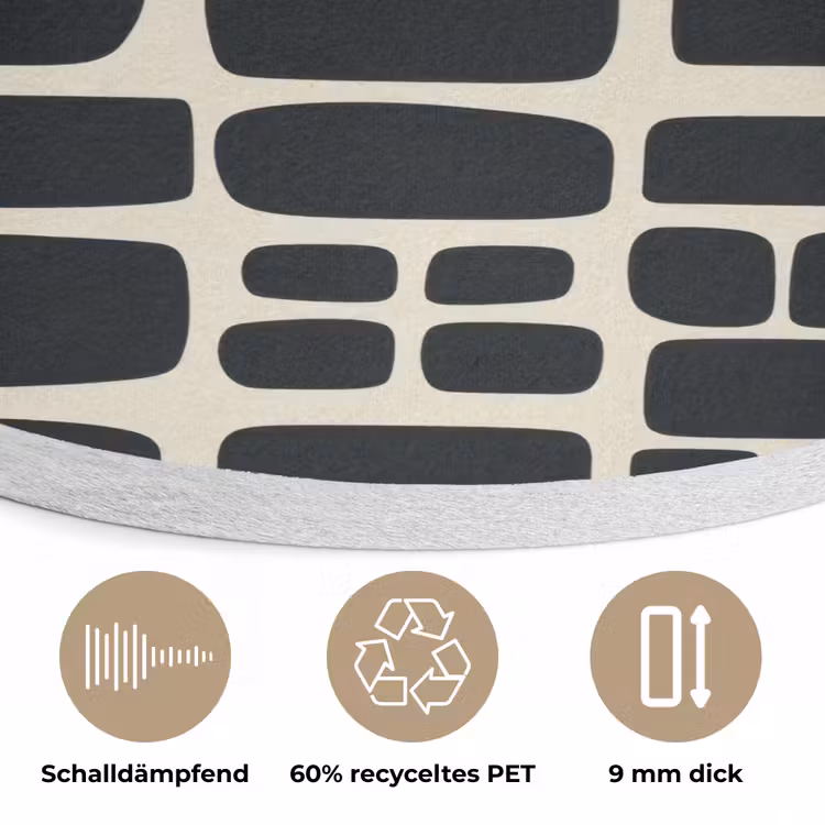 Modern - Organisch - Zwart Akoestische PET Vilt - Rond klein 838 -closeup_DE