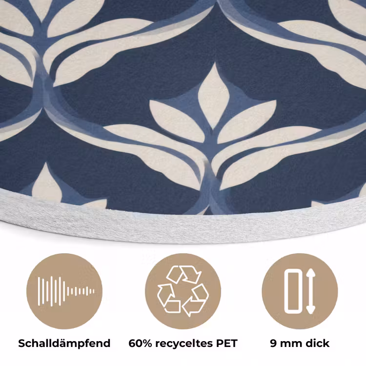 Modern - Ontwerp - Blauw Akoestische PET Vilt - Rond klein 838 -closeup_DE