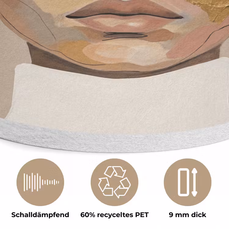 Modern - Vrouw - Goud Akoestische PET Vilt - Rond klein -closeup_DE