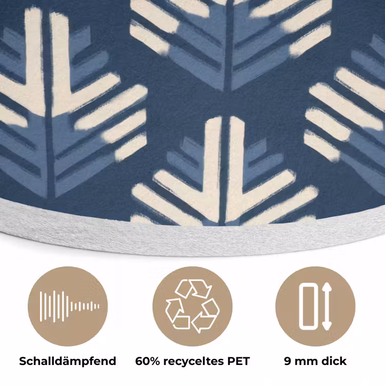 Modern - Patroon - Blauw Akoestische PET Vilt - Rond klein 838 -closeup_DE