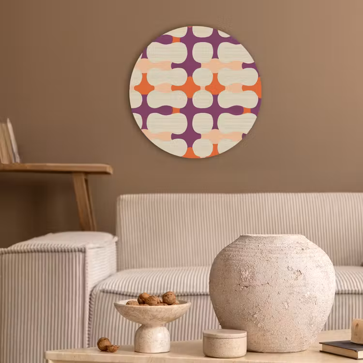 Modern - Patroon - Kleurrijk Akoestische PET Vilt - Rond klein 838 -sfeer1