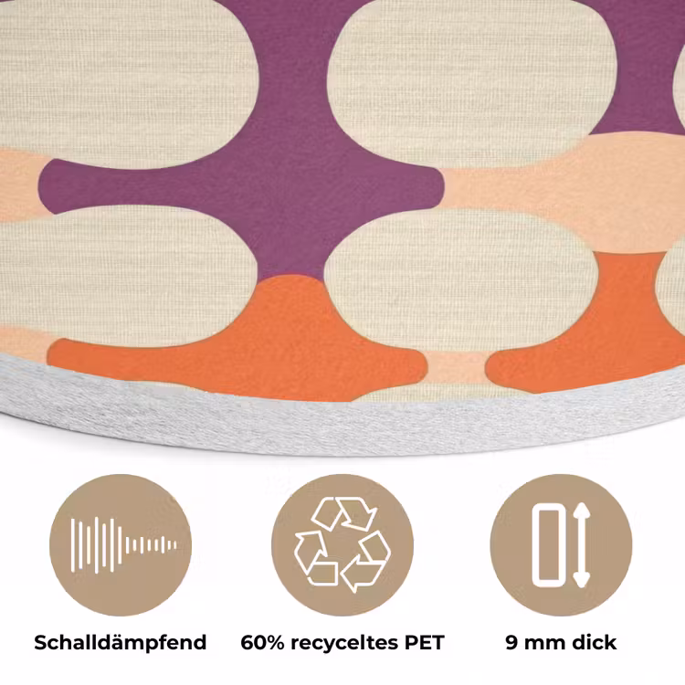 Modern - Patroon - Kleurrijk Akoestische PET Vilt - Rond klein 838 -closeup_DE