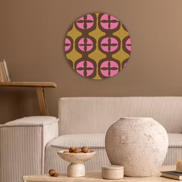 Modern - Patroon - Roze Akoestische PET Vilt - Rond klein 838 -sfeer1
