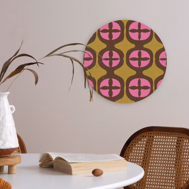 Modern - Patroon - Roze Akoestische PET Vilt - Rond klein 838 -sfeer3