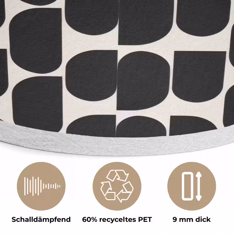 Modern - Patroon - Zwart Akoestische PET Vilt - Rond klein 838 -closeup_DE