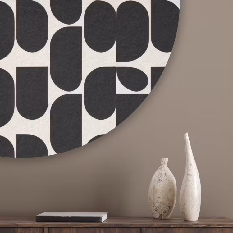Modern - Patroon - Zwart Akoestische PET Vilt - Rond klein 838 -sfeer5_closeup