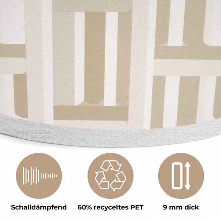 Modern - Geometrisch - Beige Akoestische PET Vilt - Rond klein 838 -closeup_DE
