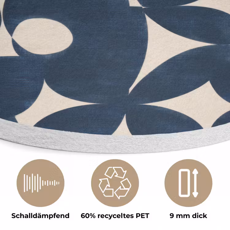 Modern - Geometrisch - Blauw Akoestische PET Vilt - Rond klein 838 -closeup_DE