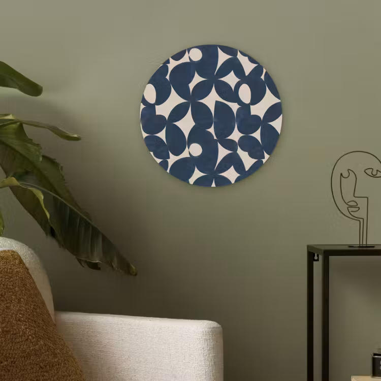 Modern - Geometrisch - Blauw Akoestische PET Vilt - Rond klein 838 -sfeer2