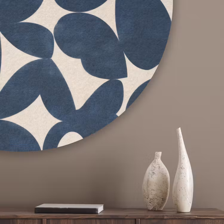 Modern - Geometrisch - Blauw Akoestische PET Vilt - Rond klein 838 -sfeer5_closeup