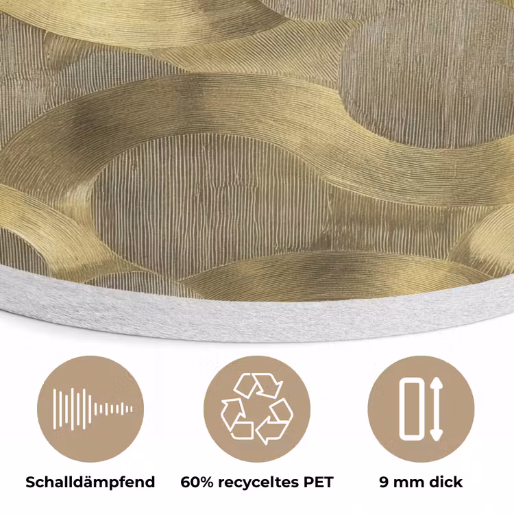Modern - Geometrisch - Goud Akoestische PET Vilt - Rond klein 838 -closeup_DE