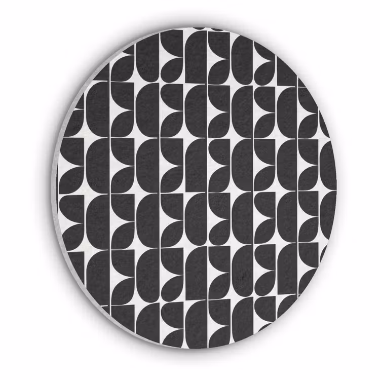 Modern - Geometrisch - Zwart Akoestische PET Vilt - Rond klein 838 -3d