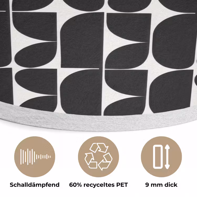 Modern - Geometrisch - Zwart Akoestische PET Vilt - Rond klein 838 -closeup_DE