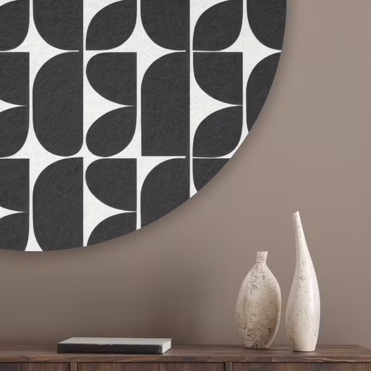 Modern - Geometrisch - Zwart Akoestische PET Vilt - Rond klein 838 -sfeer5_closeup