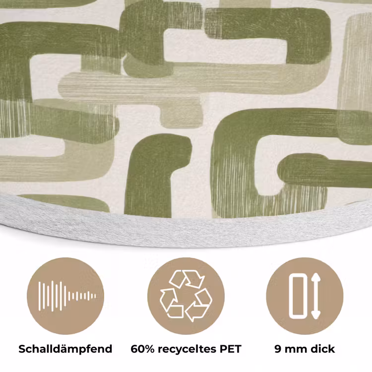 Modern - Grafisch - Groen Akoestische PET Vilt - Rond klein 838 -closeup_DE