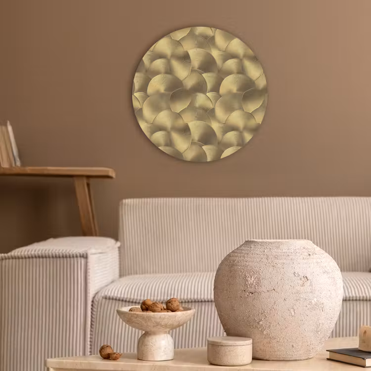 Modern - Cirkel - Goud Akoestische PET Vilt - Rond klein 838 -sfeer1