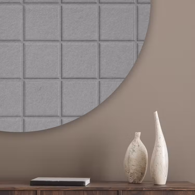 Modern - Patroon - Grijs Akoestische PET Vilt - Rond klein 838 -sfeer5_closeup