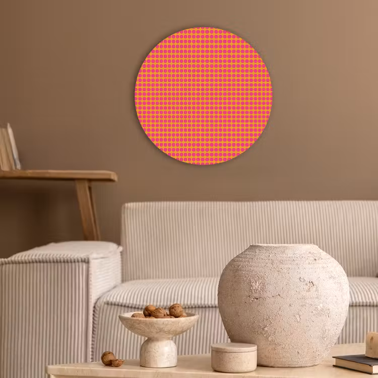 Modern - Stippen - Oranje Akoestische PET Vilt - Rond klein 838 -sfeer1