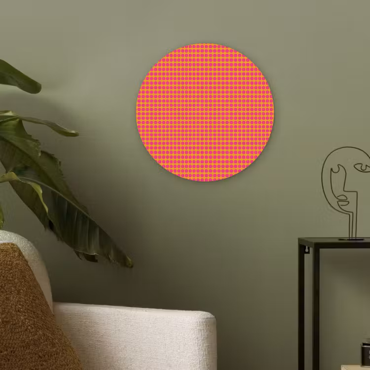 Modern - Stippen - Oranje Akoestische PET Vilt - Rond klein 838 -sfeer2