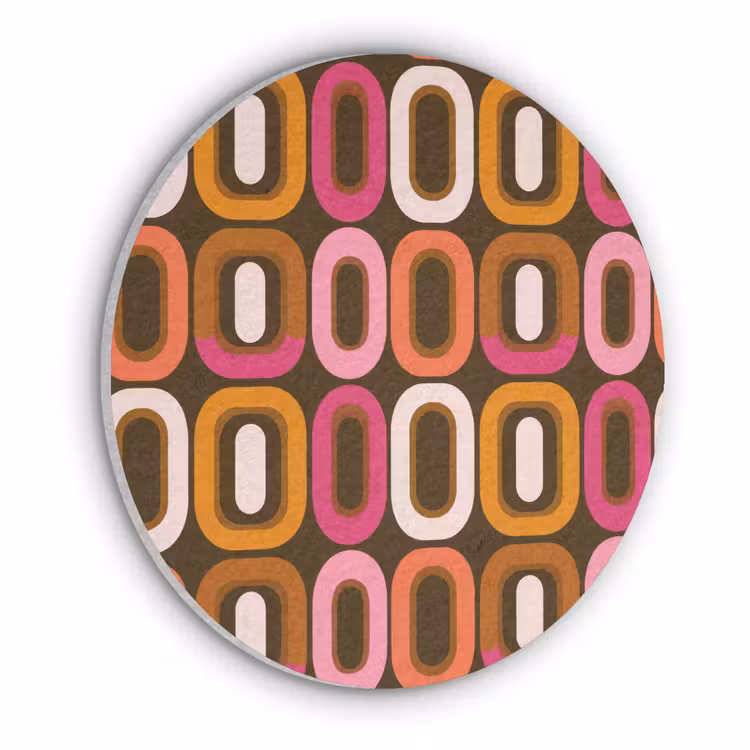 Modern - Retro - Kleurrijk Akoestische PET Vilt - Rond klein 838 -3d